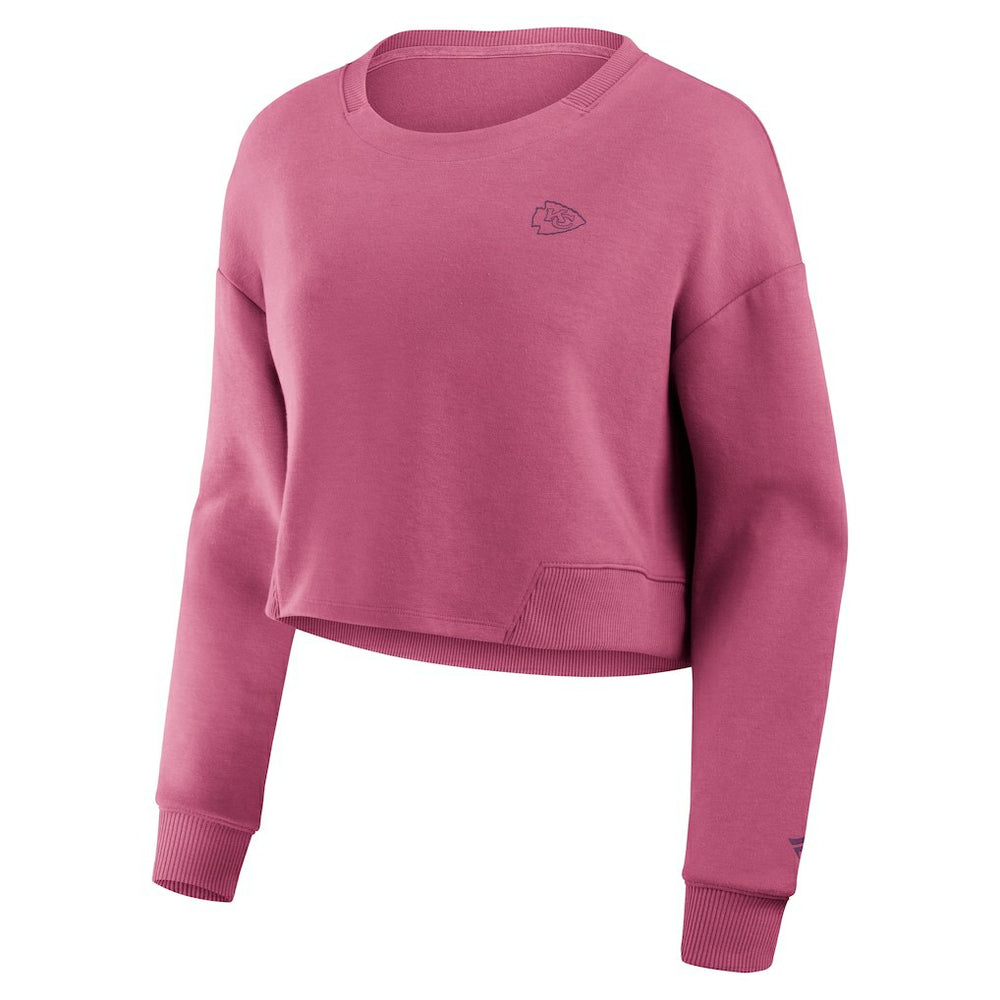 Kansas City Chiefs Women's Studio Tri-Blend Cropped Pullover Sweatshirt Pink - Fanatics