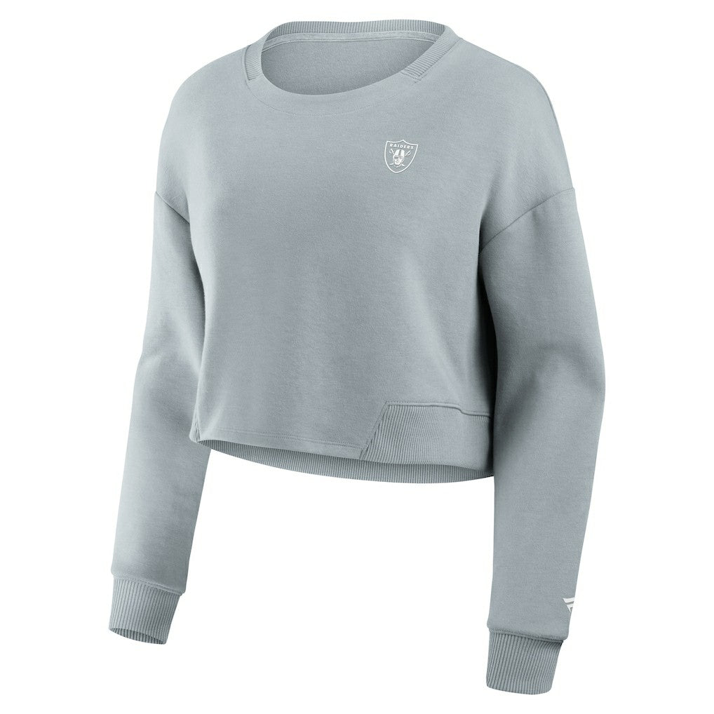 Las Vegas Raiders Women's Studio Tri-Blend Cropped Pullover Sweatshirt Gray - Fanatics