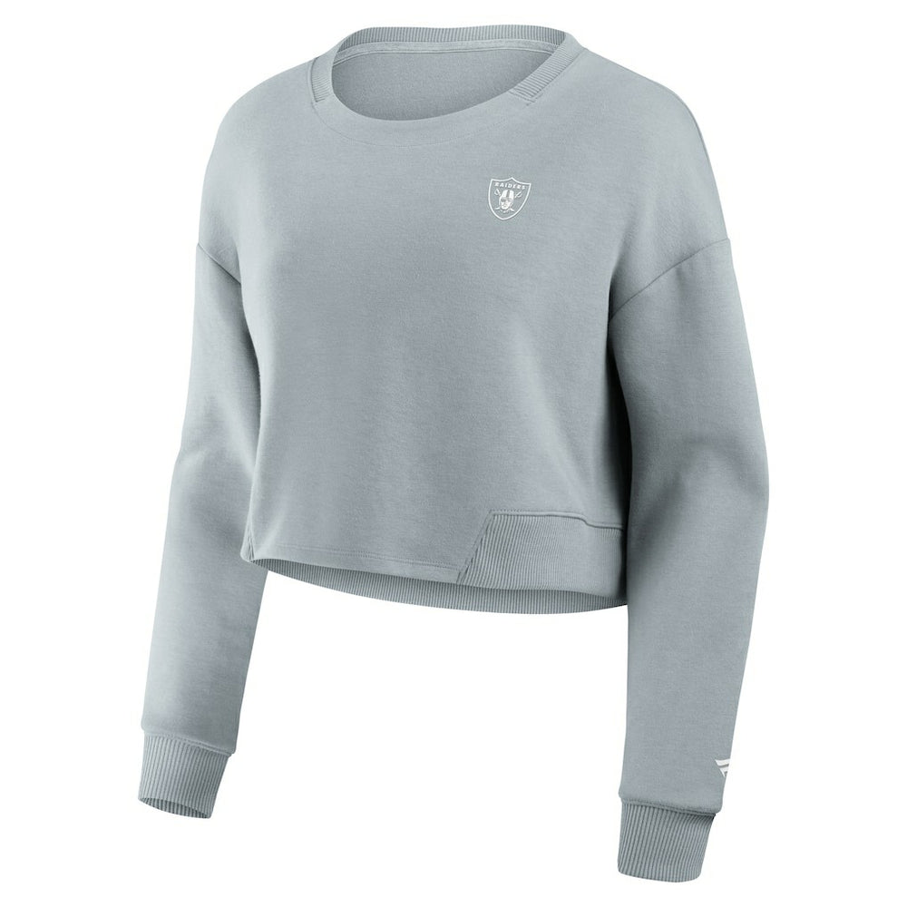 Las Vegas Raiders Women's Studio Tri-Blend Cropped Pullover Sweatshirt Gray - Fanatics