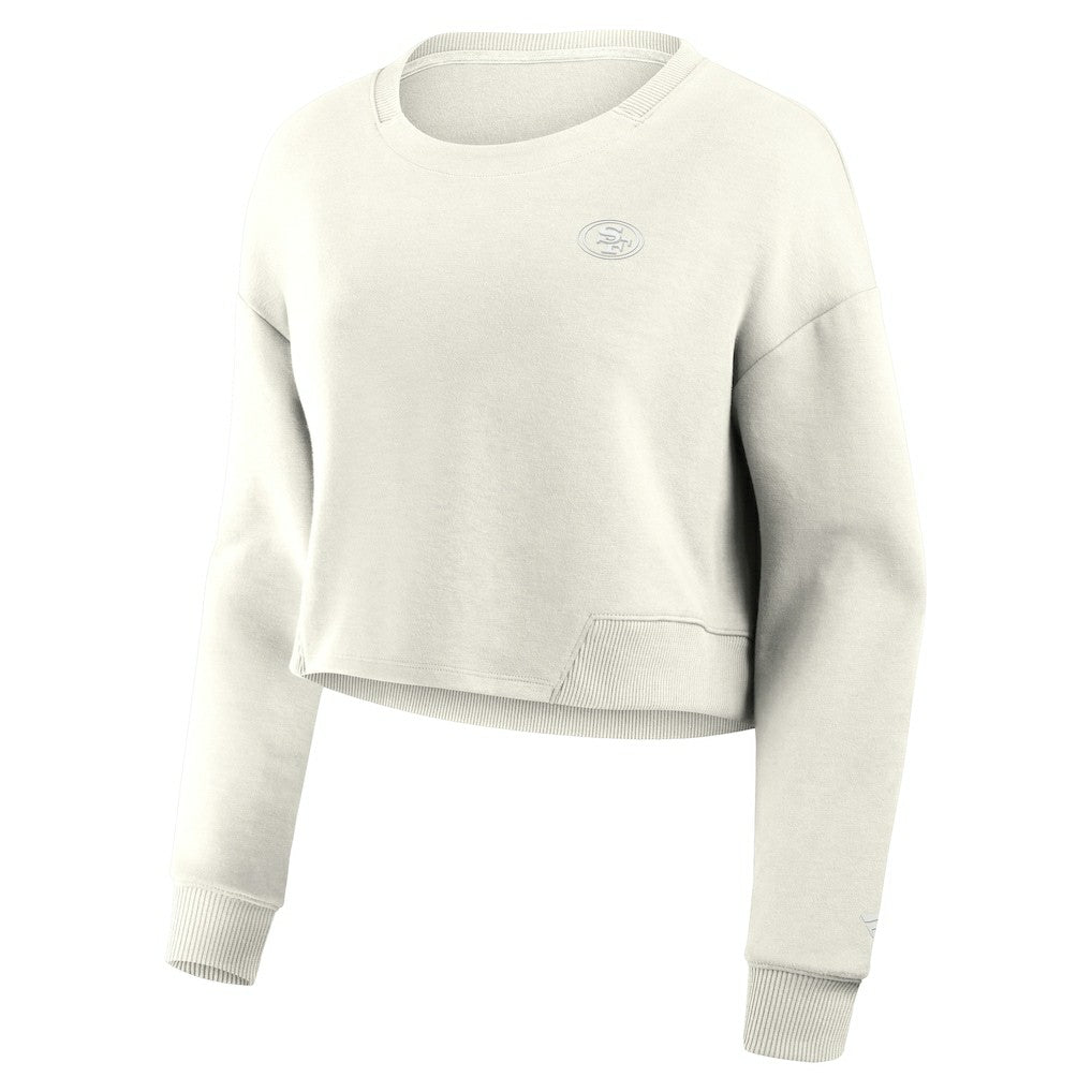 San Francisco 49ers Women's Studio Tri-Blend Cropped Pullover Sweatshirt Cream - Fanatics
