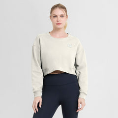 Cincinnati Bengals Women's Studio Tri-Blend Cropped Pullover Sweatshirt Cream - Fanatics