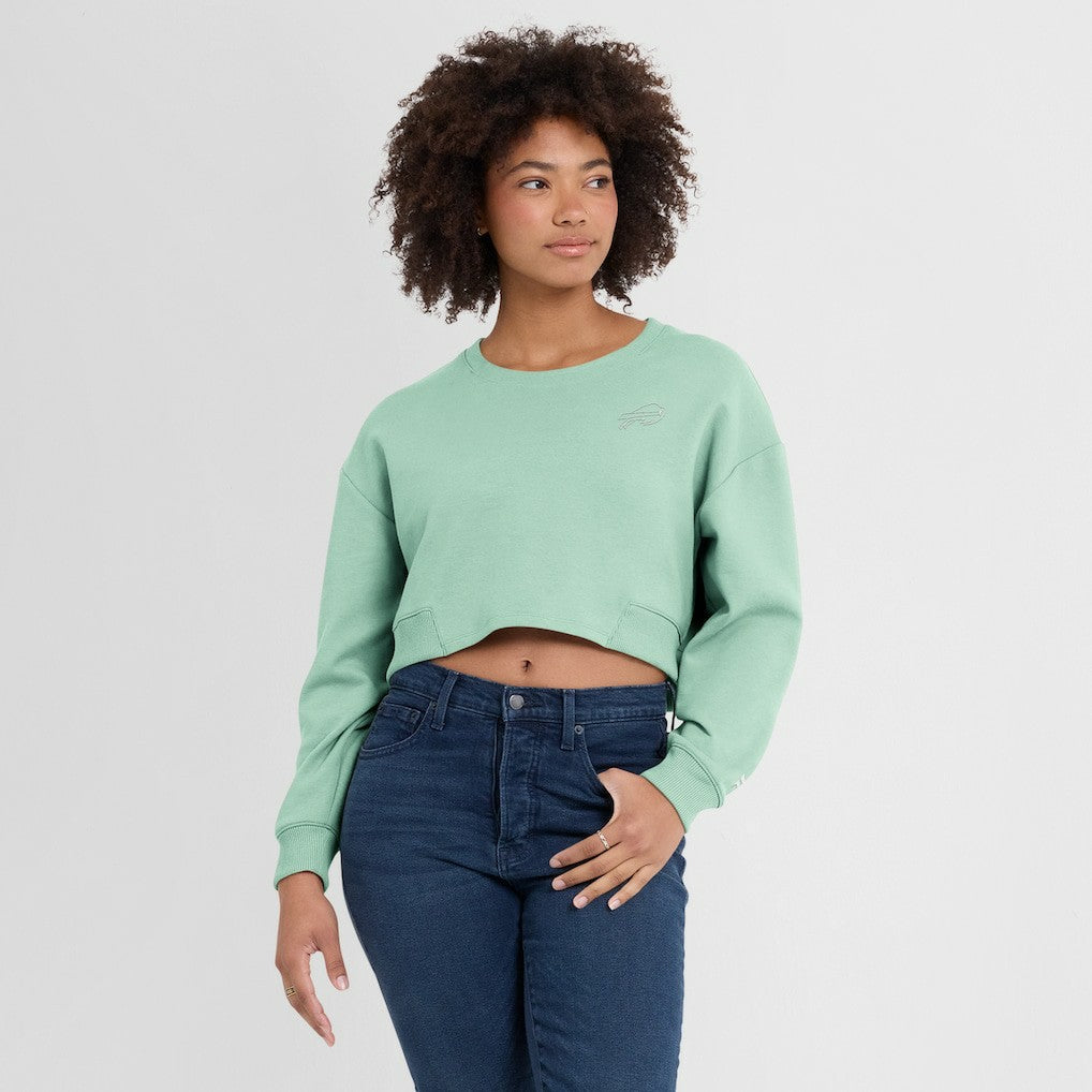 Buffalo Bills Women's Studio Tri-Blend Cropped Pullover Sweatshirt Mint - Fanatics