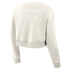 Dallas Cowboys Women's Studio Tri-Blend Cropped Pullover Sweatshirt Cream - Fanatics