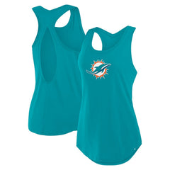 Miami Dolphins Women's Iron Fan Tank Top Aqua - Fanatics