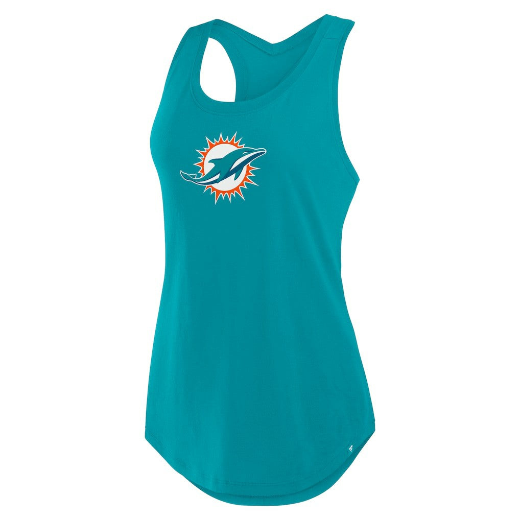 Miami Dolphins Women's Iron Fan Tank Top Aqua - Fanatics