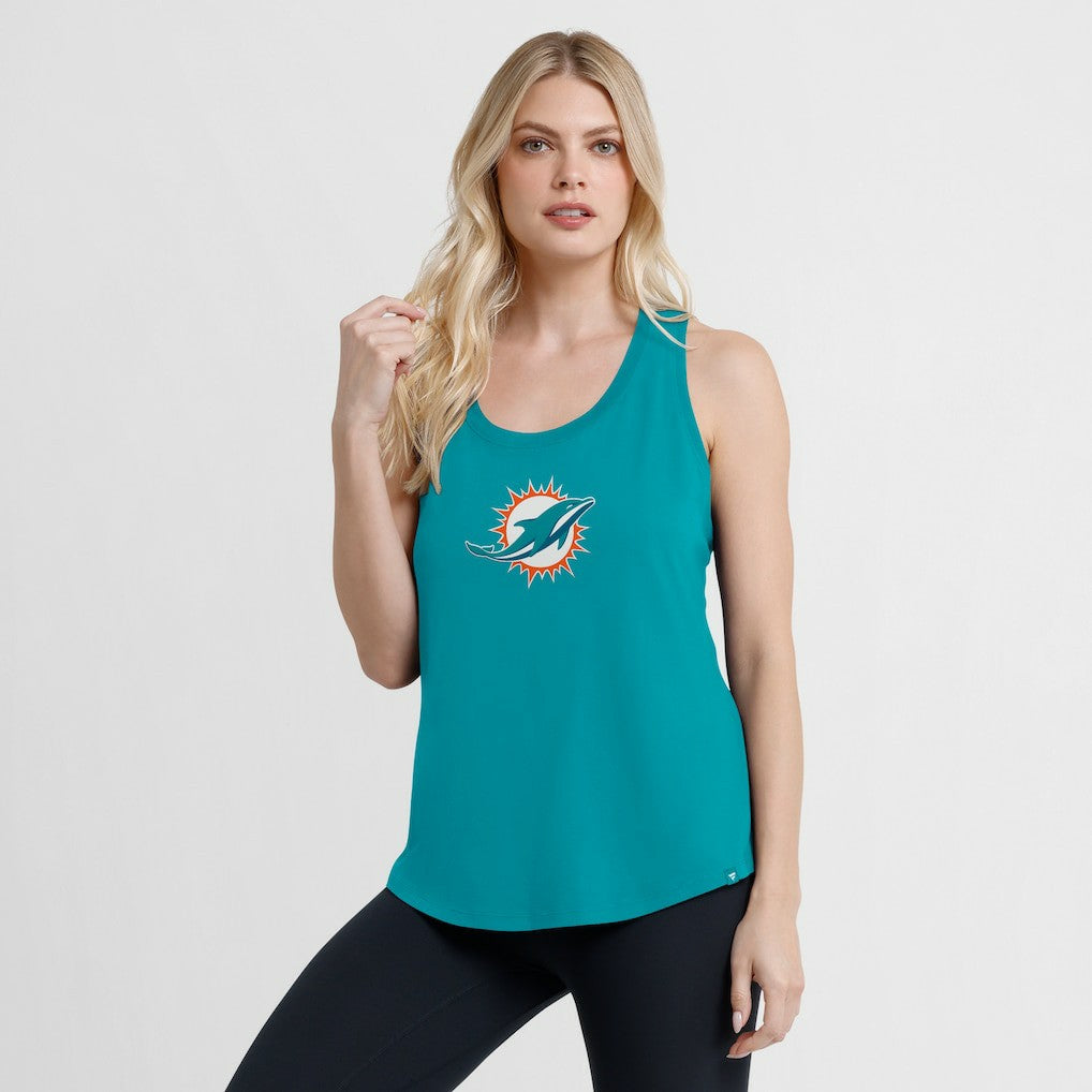 Miami Dolphins Women's Iron Fan Tank Top Aqua - Fanatics