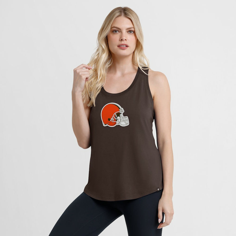 Cleveland Browns Women's Iron Fan Tank Top Brown - Fanatics