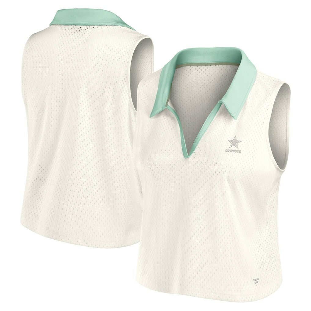 Dallas Cowboys Women's Studio Wellness V-Neck Tank Top Cream - Fanatics