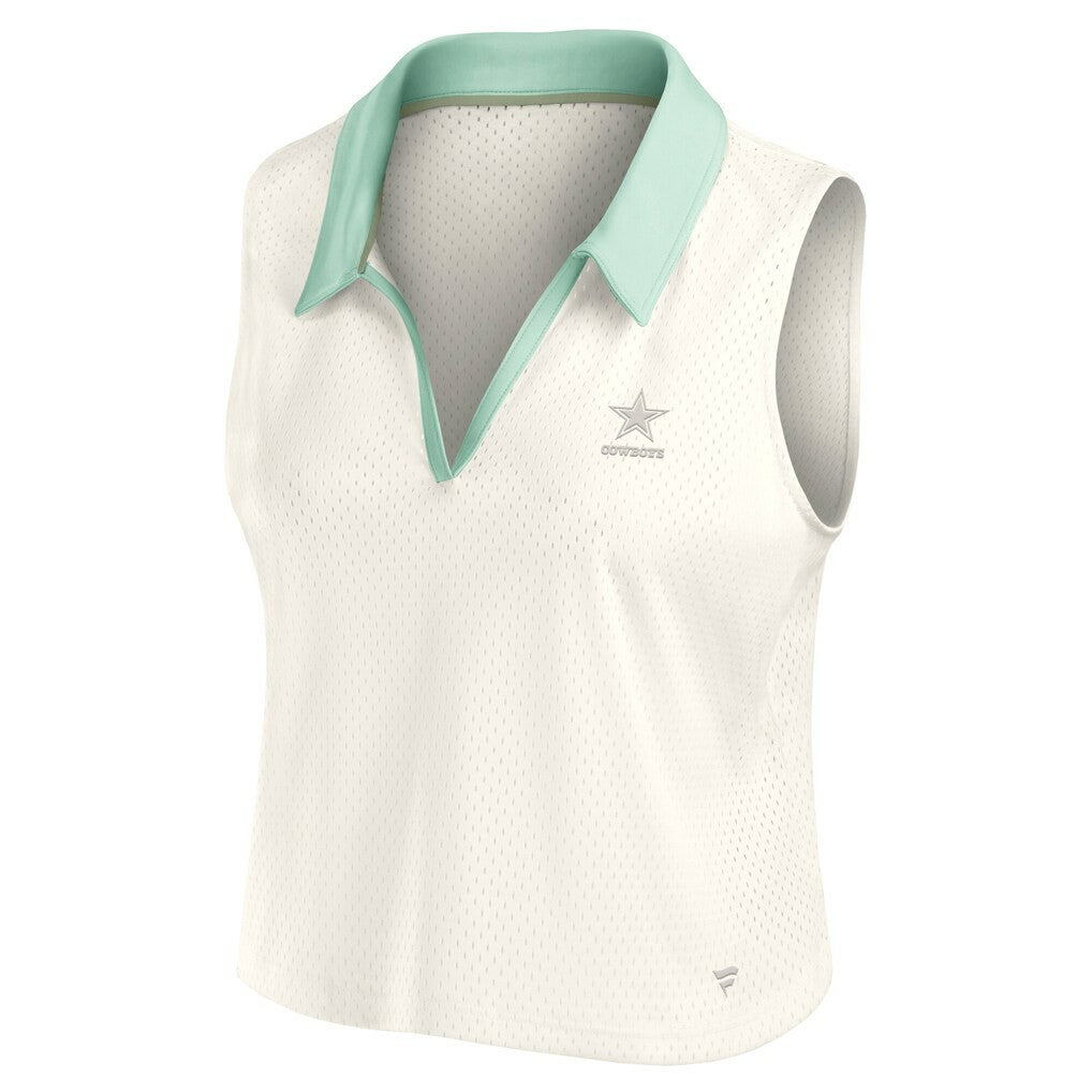 Dallas Cowboys Women's Studio Wellness V-Neck Tank Top Cream - Fanatics