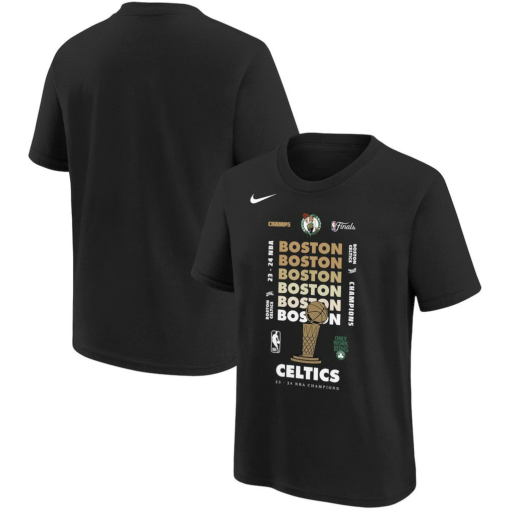 Nike - Boston Celtics Youth 2024 NBA Finals Champions Expressive T-Shirt - Black