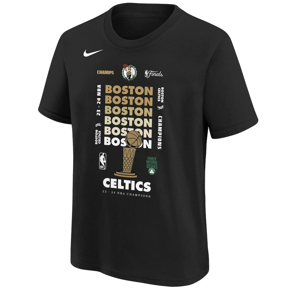 Nike - Boston Celtics Youth 2024 NBA Finals Champions Expressive T-Shirt - Black