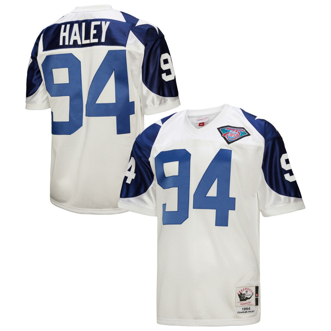 Charles Haley Dallas Cowboys 1994 Authentic Throwback Retired Player Jersey White - Mitchell & Ness