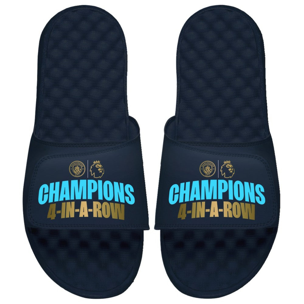 Manchester City ISlide Unisex Four-Time Consecutive Premier League Champions Slide Sandals - Navy
