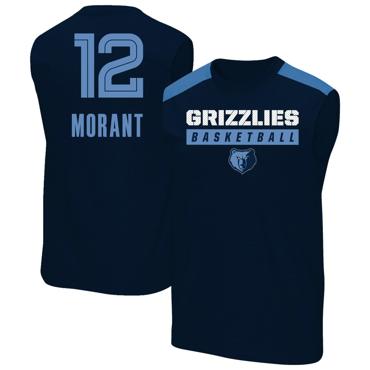 NBA - Ja Morant Memphis Grizzlies Profile Big & Tall Player Muscle Tank - Navy