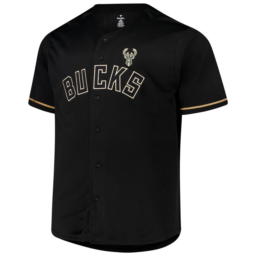 NBA - Giannis Antetokounmpo Milwaukee Bucks Profile Big & Tall Name & Number Button-Up Jersey - Black