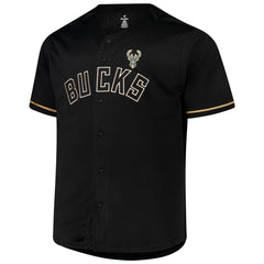 NBA - Giannis Antetokounmpo Milwaukee Bucks Profile Big & Tall Name & Number Button-Up Jersey - Black