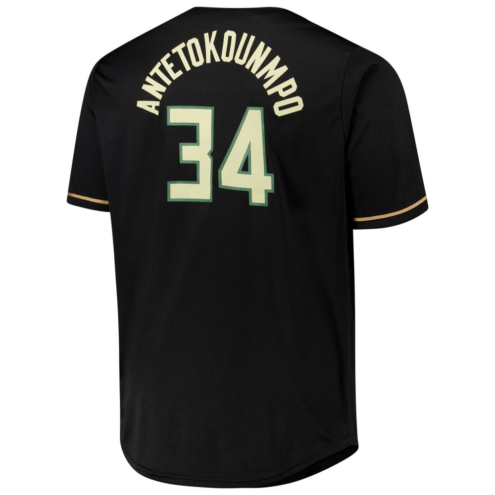 NBA - Giannis Antetokounmpo Milwaukee Bucks Profile Big & Tall Name & Number Button-Up Jersey - Black