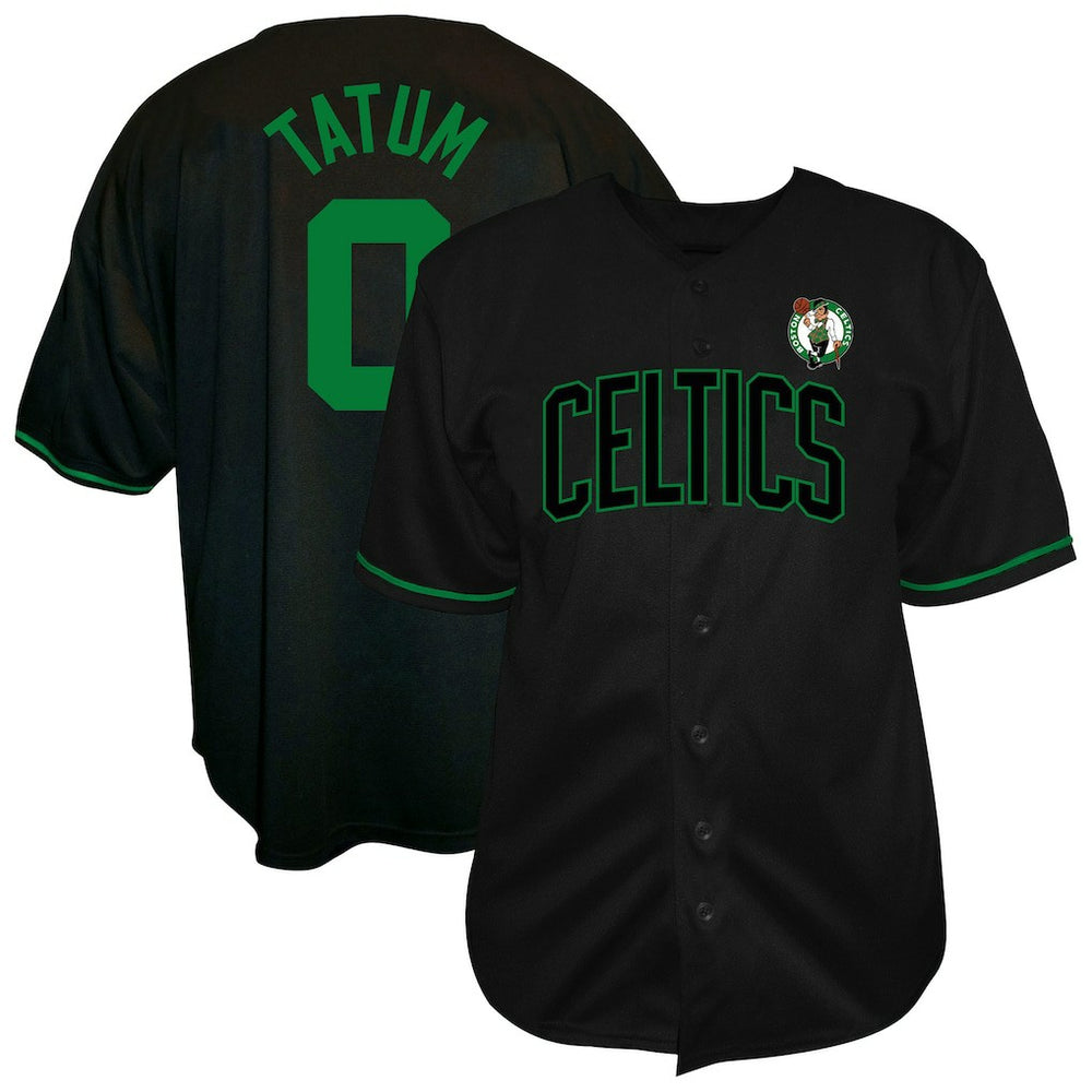 NBA - Jayson Tatum Boston Celtics Profile Big & Tall Name & Number Button-Up Jersey - Black