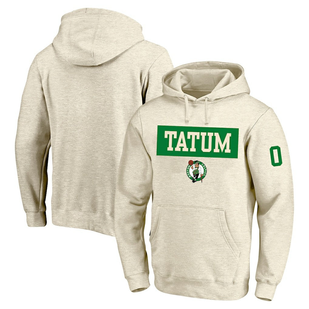 NBA - Jayson Tatum Boston Celtics Profile Big & Tall Player Double Face Tri-Blend Pullover Hoodie - Cream