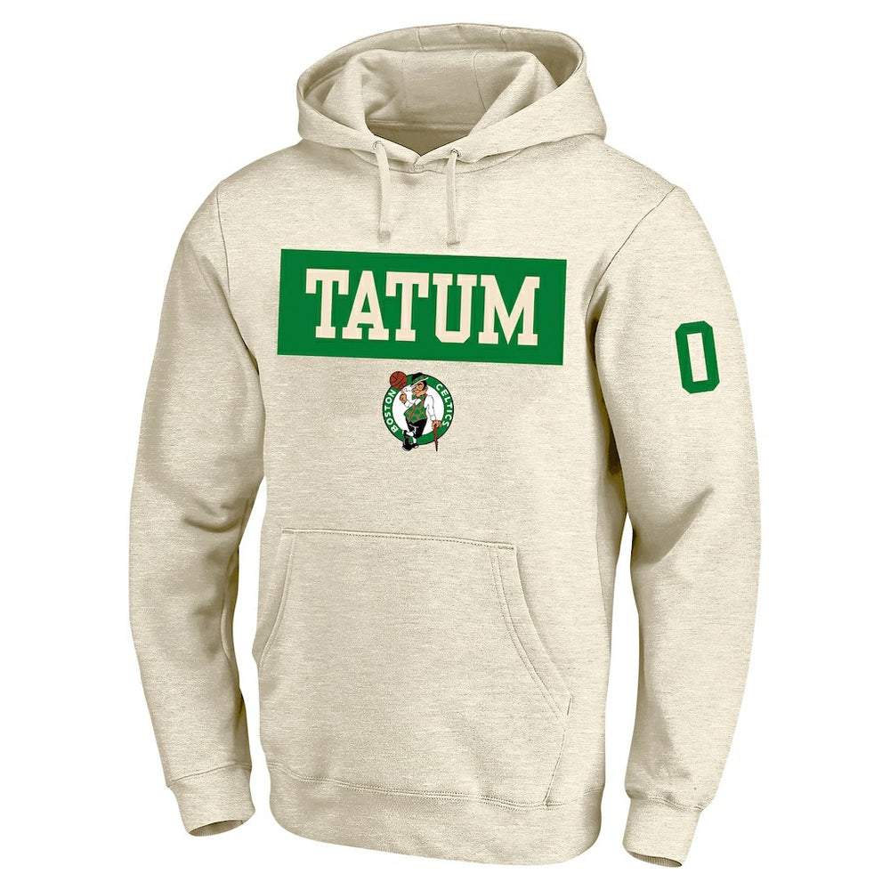 NBA - Jayson Tatum Boston Celtics Profile Big & Tall Player Double Face Tri-Blend Pullover Hoodie - Cream