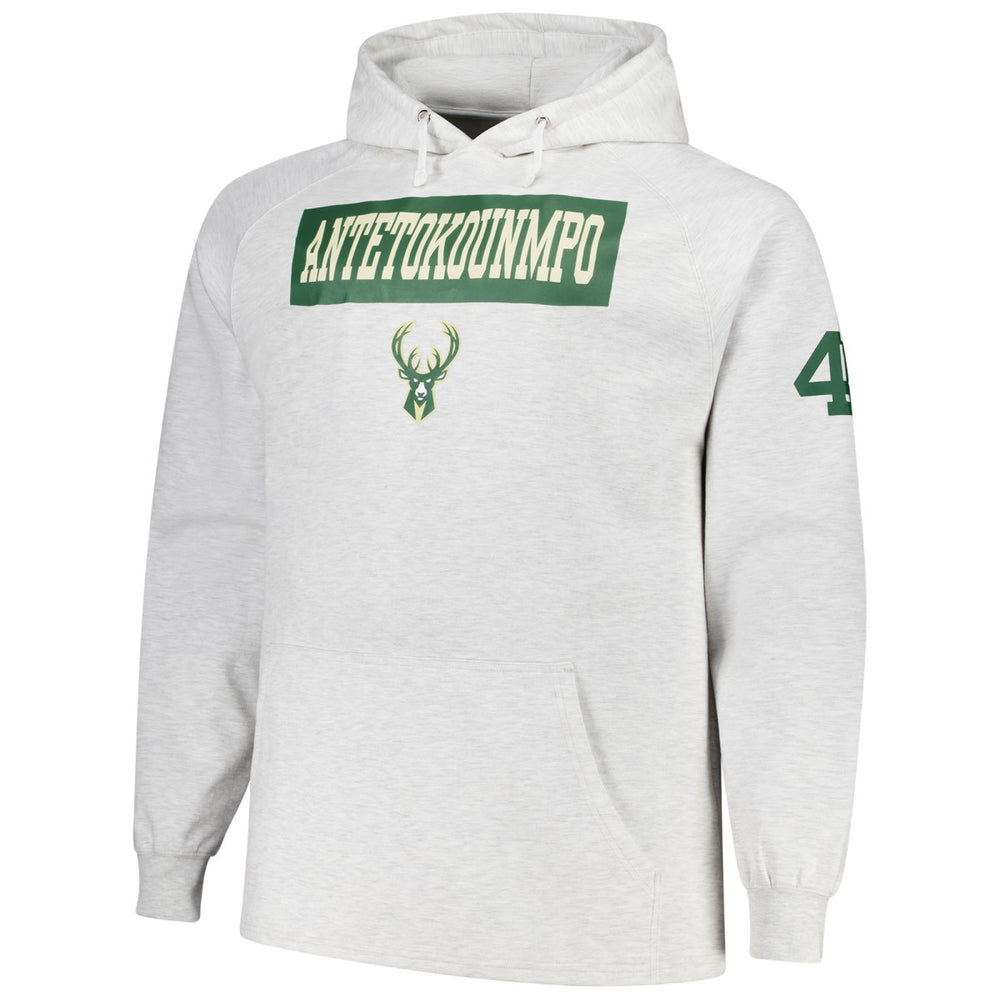 NBA - Giannis Antetokounmpo Milwaukee Bucks Profile Big & Tall Player Double Face Tri-Blend Pullover Hoodie - Ash