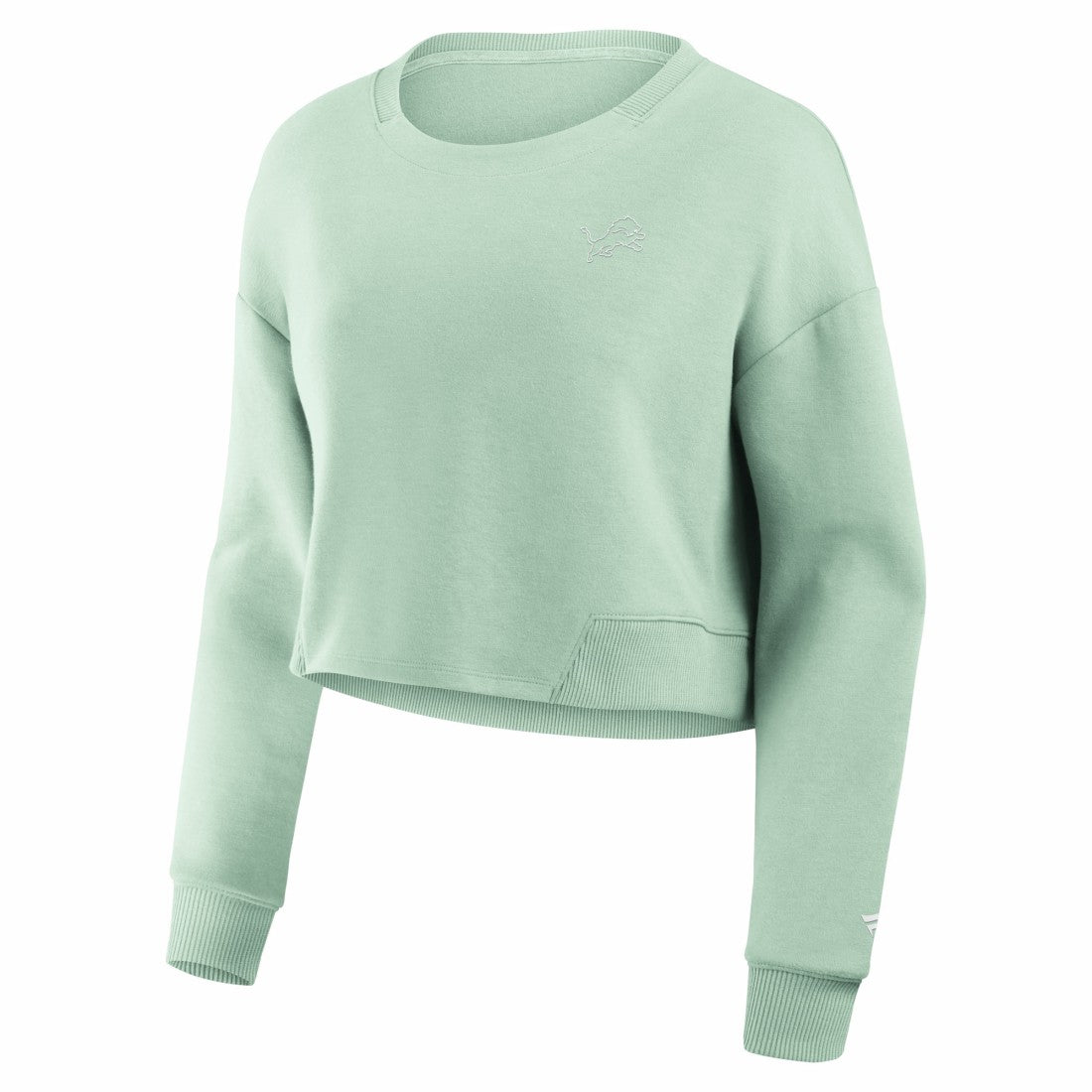 Detroit Lions Women's Studio Tri-Blend Cropped Pullover Sweatshirt Mint - Fanatics