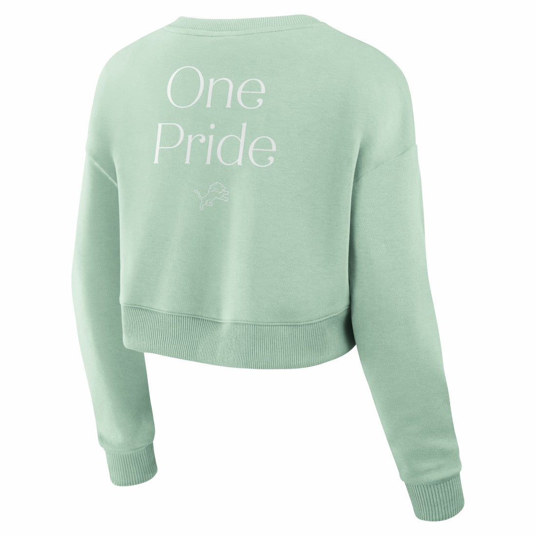 Detroit Lions Women's Studio Tri-Blend Cropped Pullover Sweatshirt Mint - Fanatics