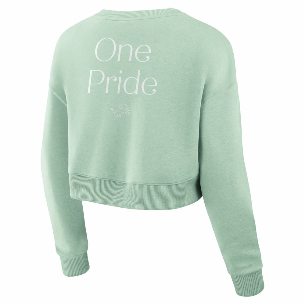 Detroit Lions Women's Studio Tri-Blend Cropped Pullover Sweatshirt Mint - Fanatics