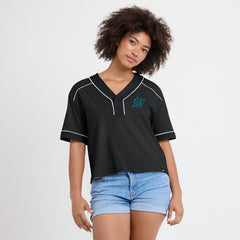 Miami Marlins Fanatics Women's Oversized Champ Game Cropped  V-Neck T-Shirt for sale