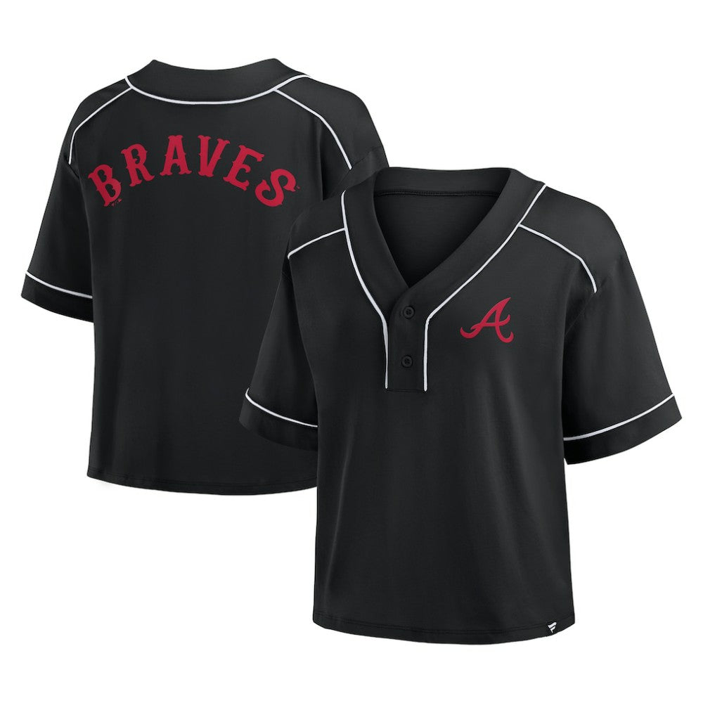 Atlanta Braves Fanatics Women's Oversized Champ Game Cropped  V-Neck T-Shirt discount