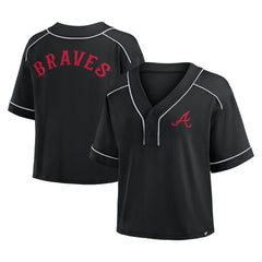Atlanta Braves Fanatics Women's Oversized Champ Game Cropped  V-Neck T-Shirt discount