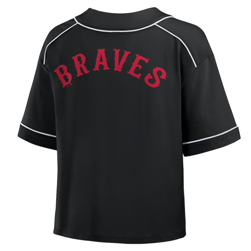 Atlanta Braves Fanatics Women's Oversized Champ Game Cropped  V-Neck T-Shirt discount