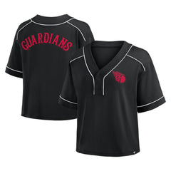 Cleveland Guardians Fanatics Women's Oversized Champ Game Cropped  V-Neck T-Shirt discount