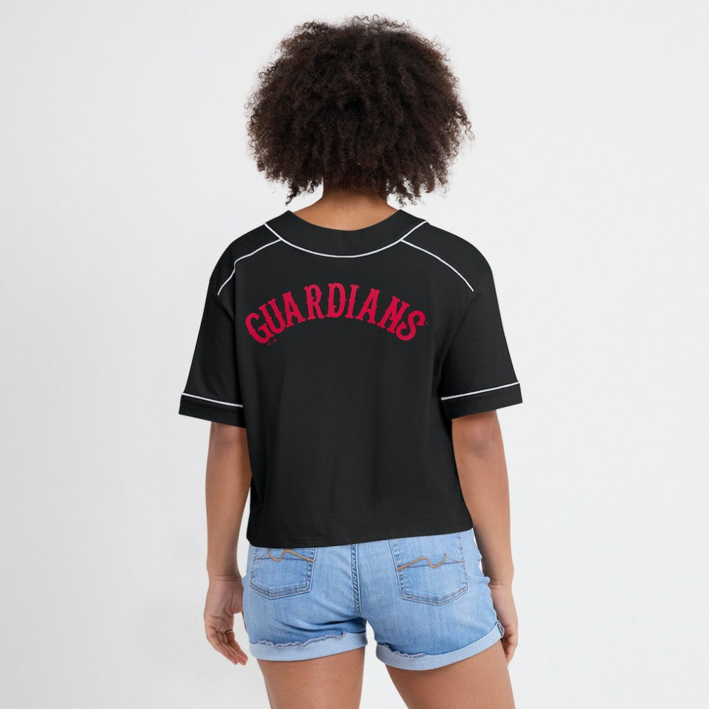 Cleveland Guardians Fanatics Women's Oversized Champ Game Cropped  V-Neck T-Shirt discount