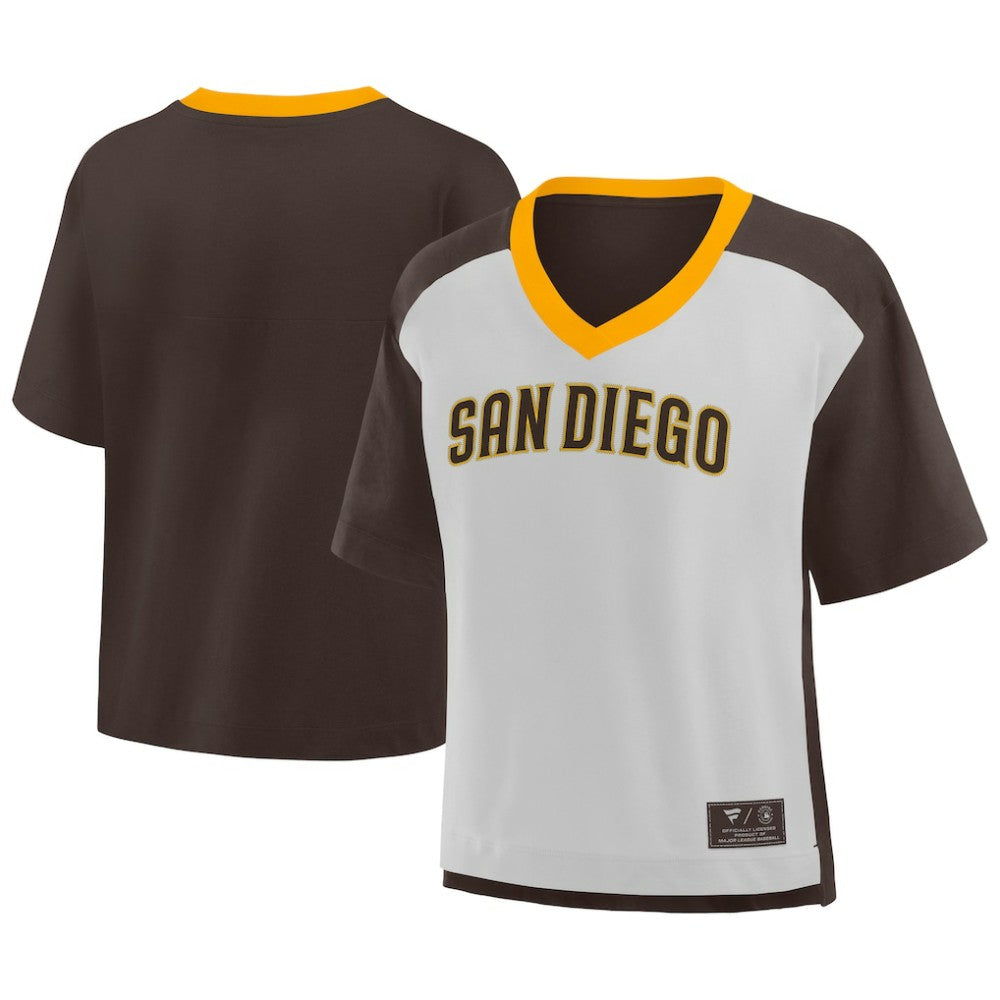San Diego Padres Fanatics Oversized Race To Win V-Neck T-Shirt Clearance