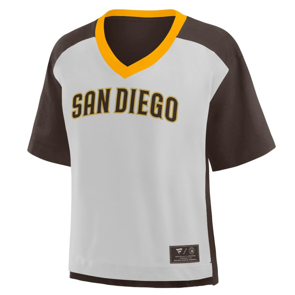 San Diego Padres Fanatics Oversized Race To Win V-Neck T-Shirt Clearance