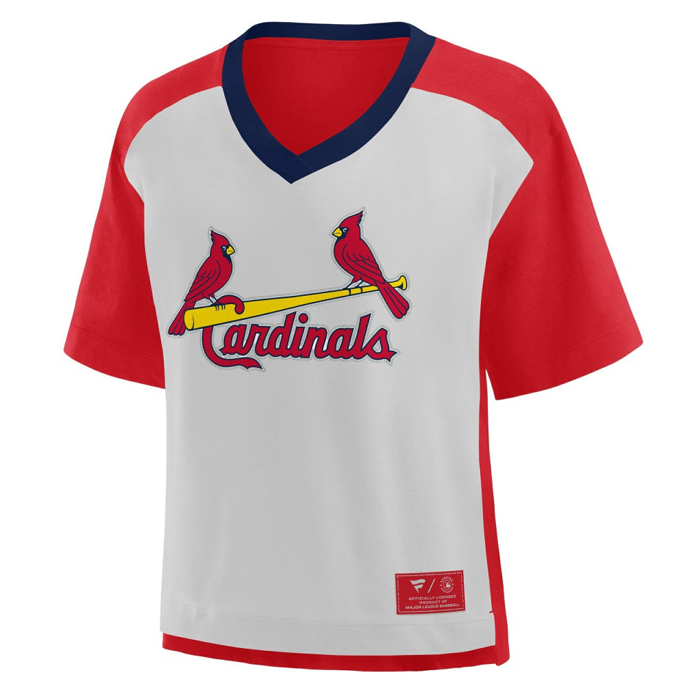 St. Louis Cardinals Fanatics Oversized Race To Win V-Neck T-Shirt On Sale