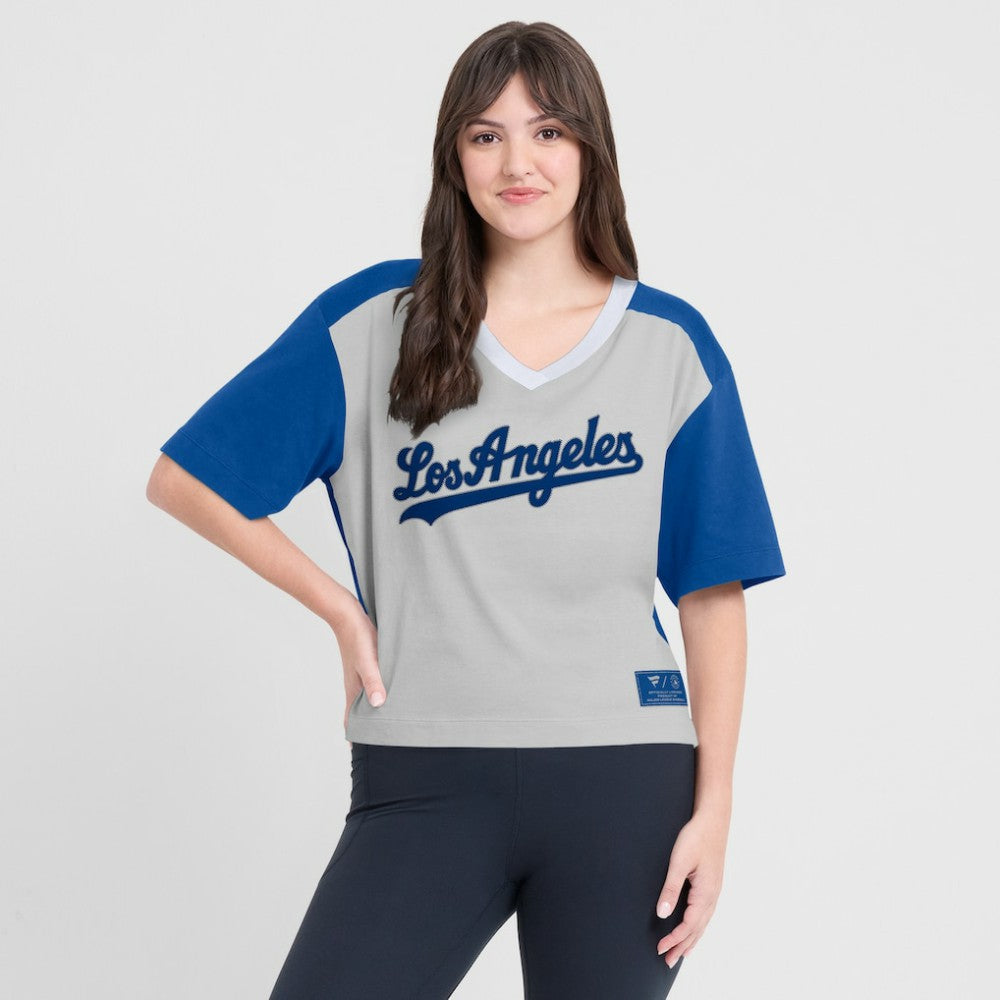 Los Angeles Dodgers Fanatics Oversized Race To Win V-Neck T-Shirt Clearance