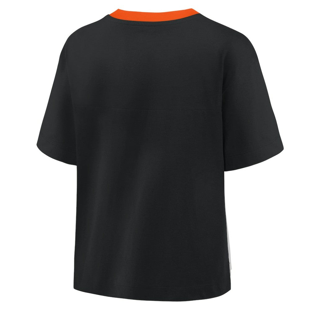 Baltimore Orioles Fanatics Oversized Race To Win V-Neck T-Shirt On Sale