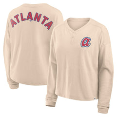 Atlanta Braves Fanatics Women's Oversized Stadium Slub Long Sleeve Henley T-Shirt for sale