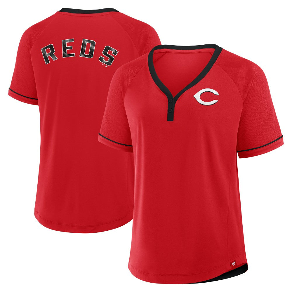 Cincinnati Reds Fanatics Women's League Diva Star Raglan V-Neck T-Shirt Sale