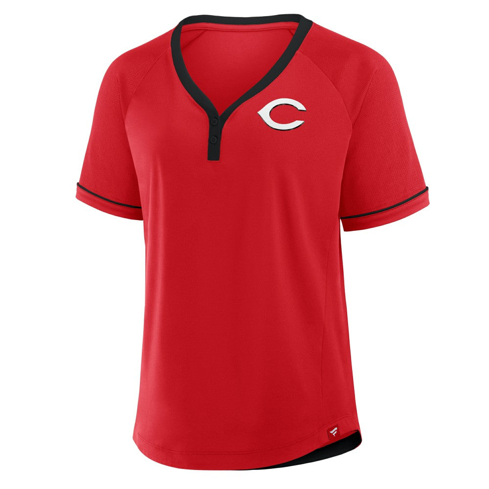 Cincinnati Reds Fanatics Women's League Diva Star Raglan V-Neck T-Shirt Sale