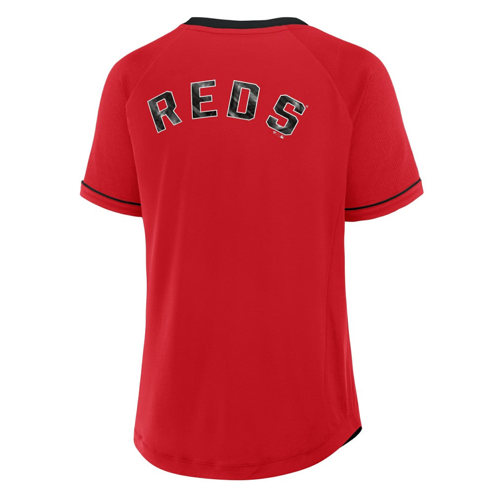 Cincinnati Reds Fanatics Women's League Diva Star Raglan V-Neck T-Shirt Sale