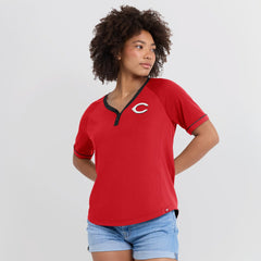 Cincinnati Reds Fanatics Women's League Diva Star Raglan V-Neck T-Shirt Sale