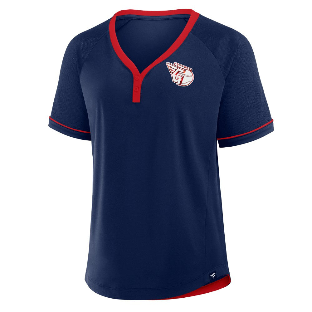 Cleveland Guardians Fanatics Women's League Diva Star Raglan V-Neck T-Shirt Clearance