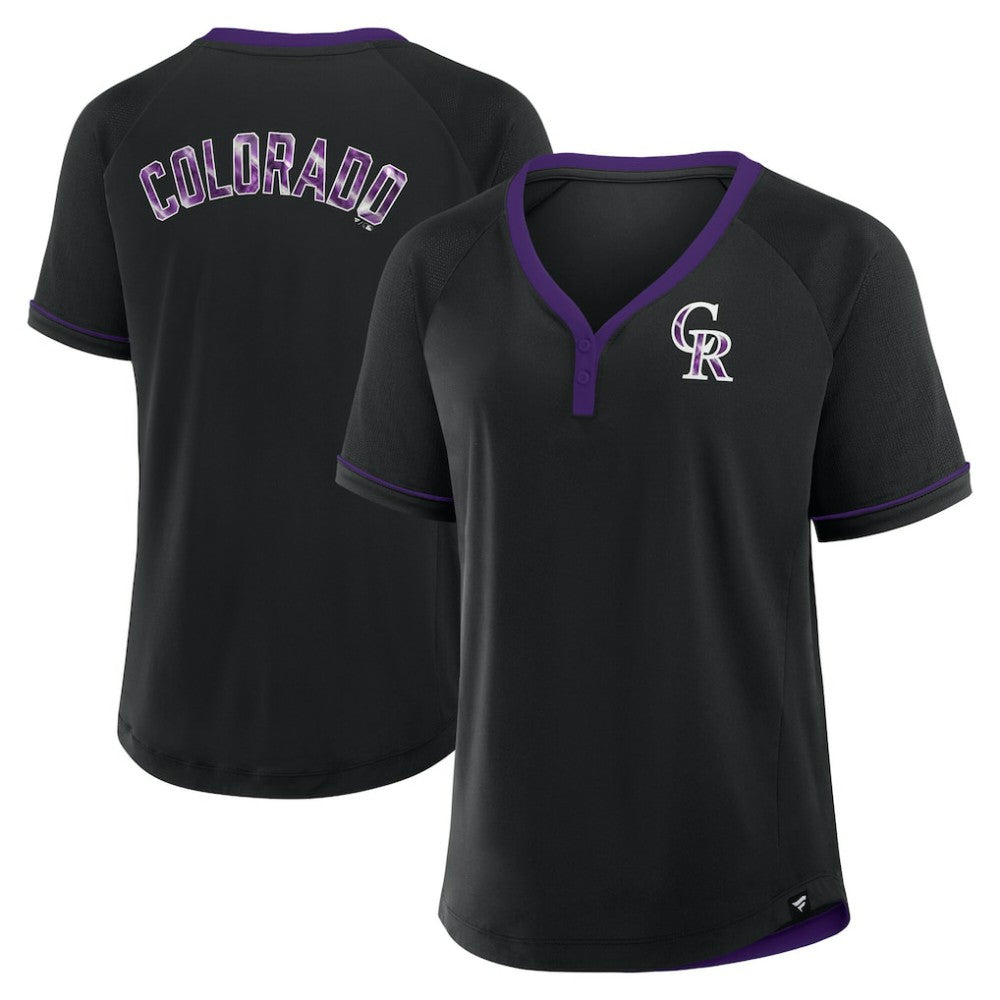 Colorado Rockies Fanatics Women's League Diva Star Raglan V-Neck T-Shirt Lifestyle