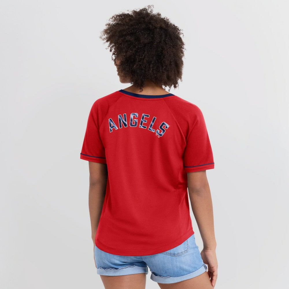 Los Angeles Angels Fanatics Women's League Diva Star Raglan V-Neck T-Shirt Sale