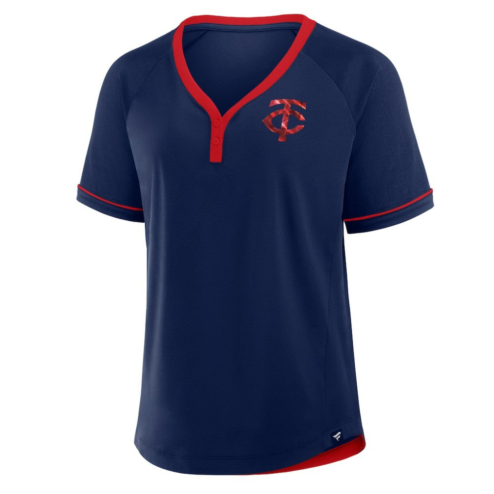 Minnesota Twins Fanatics Women's League Diva Star Raglan V-Neck T-Shirt Sale