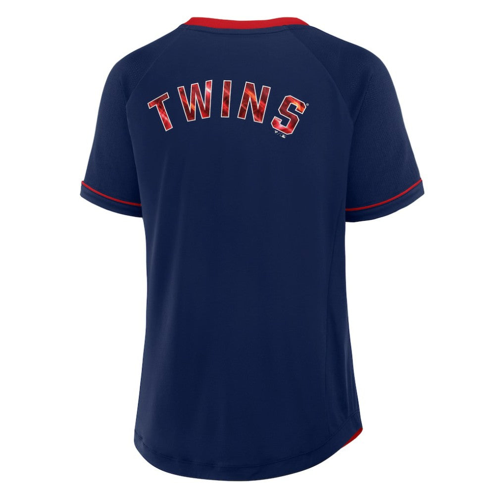 Minnesota Twins Fanatics Women's League Diva Star Raglan V-Neck T-Shirt Sale