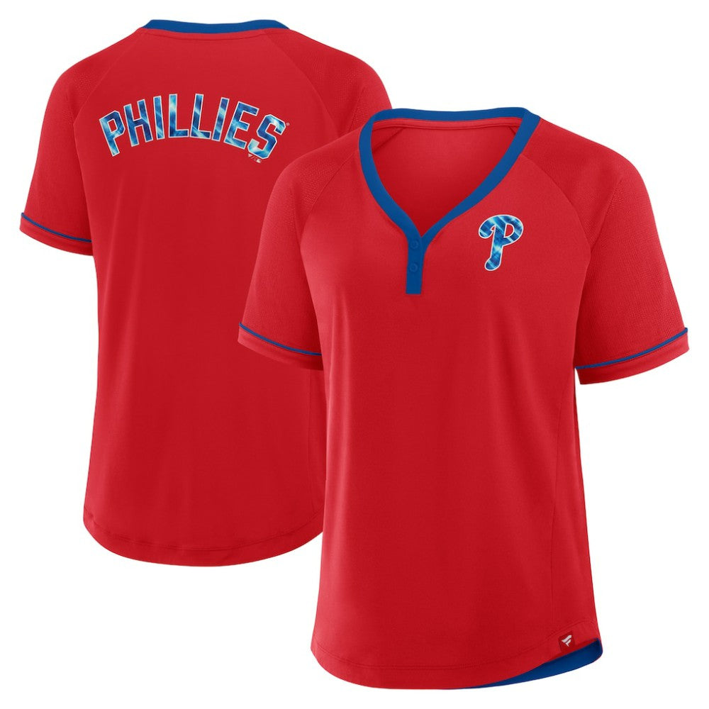 Philadelphia Phillies Fanatics Women's League Diva Star Raglan V-Neck T-Shirt Lifestyle